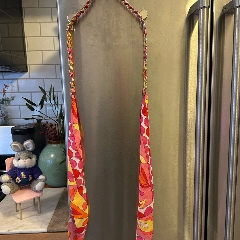 Bold vibrant hippie-chic,festival belt tie closure 29in total 20 w hardware